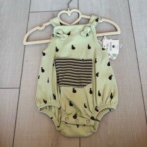 Kate Quinn pear romper organic cotton 3-6m nwt